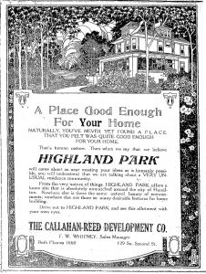 July 1919 Advertisement for Highland Park.