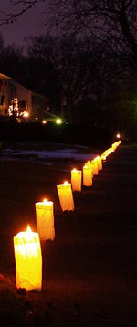 Luminaries aglow on Christmas Eve 2009 in Highland Park.