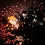 City of Hamilton 4th of July fireworks as seen through the trees of Highland Park. (Photo by Dave Duricy)